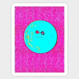 Hot Pink Parsley Moon Face Sticker